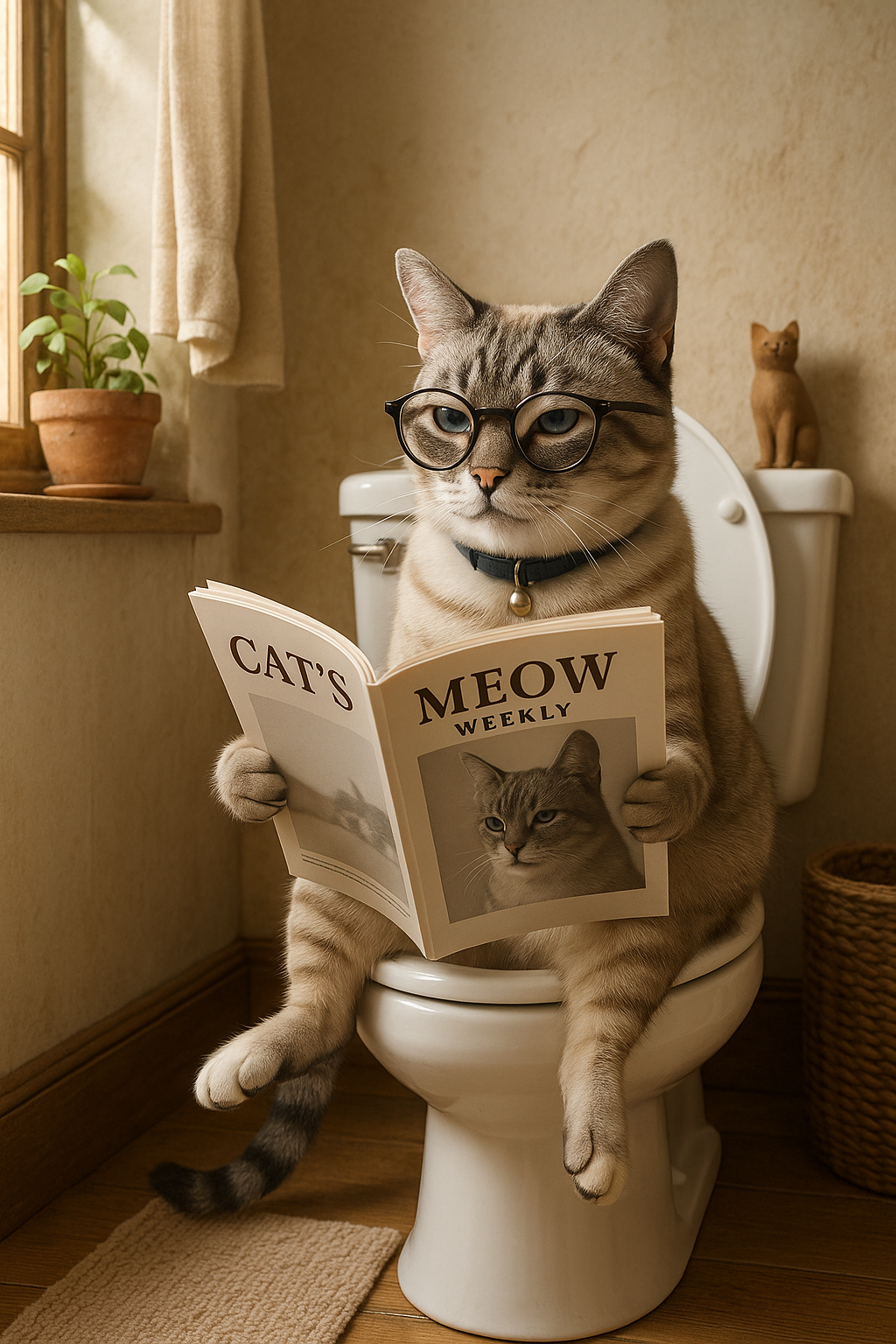 Leo staying informed with Meow Weekly during his important business